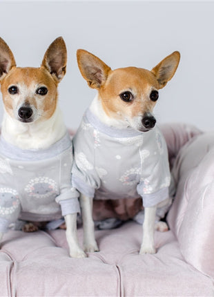 Parisian Pet 'Grey Sheep' Pajama for Dogs & Cats, Designer Pet Sleepwear, Cozy Dog Pajama Set, Grey