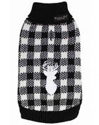 Parisian Pet 'Buffalo Checkered Sweater - Deer' for Dogs and Cats - Cozy, Stylish Winter Apparel in Classic White and Black