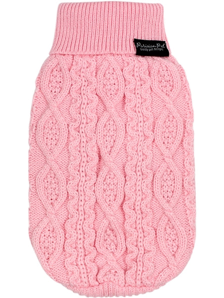Parisian Pet 'Cable Knit Sweater' - Warm & Stylish Pet Sweater in Blush Pink for Dogs & Cats-Valentine's Day-Valentine's Day