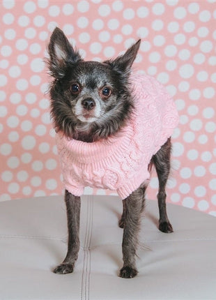 Parisian Pet 'Cable Knit Sweater' - Warm & Stylish Pet Sweater in Blush Pink for Dogs & Cats-Valentine's Day-Valentine's Day