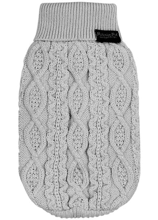Parisian Pet 'Cable Knit Sweater' - Warm & Stylish Pet Sweater in Cloud Gray for Dogs & Cats