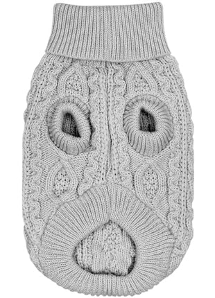 Parisian Pet 'Cable Knit Sweater' - Warm & Stylish Pet Sweater in Cloud Gray for Dogs & Cats