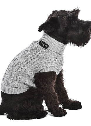 Parisian Pet 'Cable Knit Sweater' - Warm & Stylish Pet Sweater in Cloud Gray for Dogs & Cats