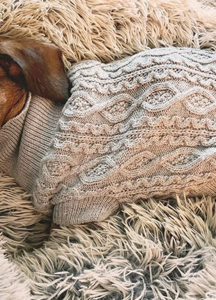 Parisian Pet 'Cable Knit Sweater' - Warm & Stylish Pet Sweater in Cloud Gray for Dogs & Cats