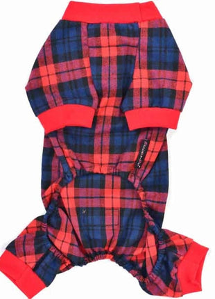 Parisian Pet 'Scottish Pajama' for Dogs & Cats, Cozy Pet Pajama Set, Red/Blue Plaid