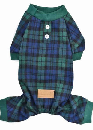 Parisian Pet 'Scottish Pajama Green & Blue Plaid' for Dogs & Cats, Designer Pet Sleepwear, Cozy Dog Pajama Set-Saint Patrick's Day