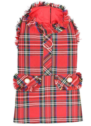 Parisian Pet 'Tartan Fringe Dress' Dog & Cat Shirt – Elegant Holiday Dog Dress – Red-Valentine's Day