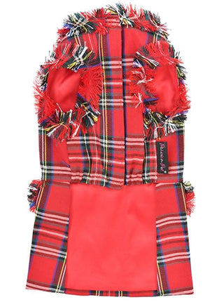 Parisian Pet 'Tartan Fringe Dress' Dog & Cat Shirt – Elegant Holiday Dog Dress – Red-Valentine's Day