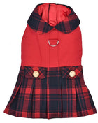 Parisian Pet 'Scottish Pleated Dress' for Dogs and Cats, Holiday Apparel, Red and Blue