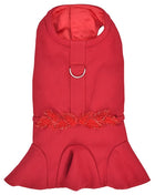 Parisian Pet 'Satin Embellished Dress' for Dogs and Cats, Designer Holiday Apparel, Red-Valentine's Day
