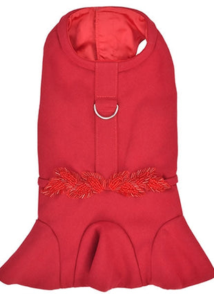 Parisian Pet 'Satin Embellished Dress' for Dogs and Cats, Designer Holiday Apparel, Red-Valentine's Day