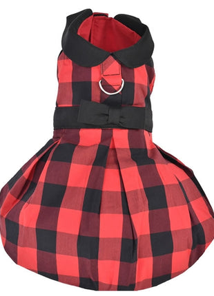 Parisian Pet 'Buffalo Checkered Taffeta Dress' Dog & Cat Shirt – Festive Holiday Pet Apparel – Red