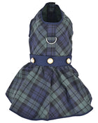 Parisian Pet 'Scottish Taffeta Dress' Dog & Cat Shirt – Festive Holiday Plaid Dog Dress, Comfortable & Stylish – Green, Blue