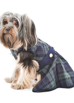 Parisian Pet 'Scottish Taffeta Dress' Dog & Cat Shirt – Festive Holiday Plaid Dog Dress, Comfortable & Stylish – Green, Blue