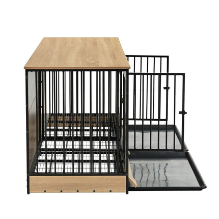 Furniture Dog Crate, XL Large Double Dog Cage with Tray for Medium Large Dogs, Wooden Dog