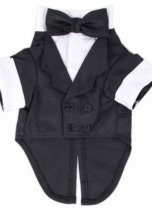 Parisian Pet 'Satin Party Tux' for Dogs and Cats, Designer Holiday Pet Tuxedo, Satin Formal Wear, Black & White-Valentine's Day