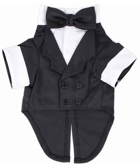 Parisian Pet 'Satin Party Tux' for Dogs and Cats, Designer Holiday Pet Tuxedo, Satin Formal Wear, Black & White-Valentine's Day