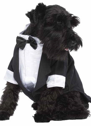 Parisian Pet 'Satin Party Tux' for Dogs and Cats, Designer Holiday Pet Tuxedo, Satin Formal Wear, Black & White-Valentine's Day
