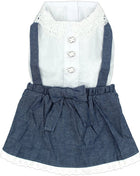 Parisian Pet 'Chambray Overall Dress' for Dogs and Cats, Designer Denim, Lightweight Summer Outfit, Blue