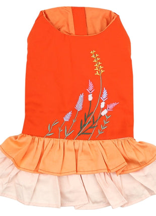 Parisian Pet 'Color Block Garden Dress' for Dogs and Cats, Comfortable and Stylish, Summer Outfit, Orange