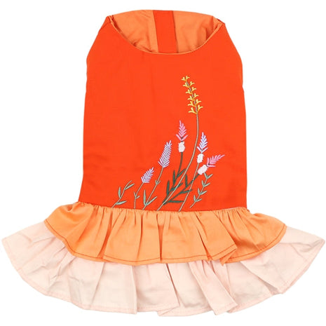 Parisian Pet 'Color Block Garden Dress' for Dogs and Cats, Comfortable and Stylish, Summer Outfit, Orange