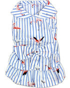 Parisian Pet 'Flamingo Print Dog Dress' for Dogs and Cats, Sleeveless, Comfortable Summer Outfit, Blue and White Stripes