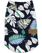 Parisian Pet 'Palm Leaves' Dog & Cat T-Shirt – Trendy Tropical Summer Pet Clothing, Comfortable & Lightweight - Blue & White