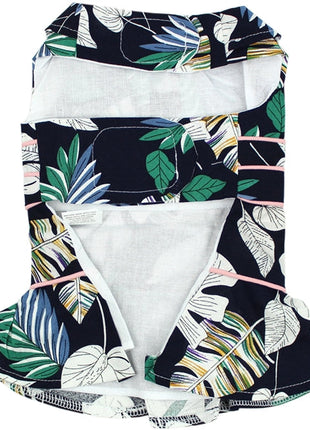 Parisian Pet 'Palm Leaves Dress' Dog & Cat T-Shirt – Comfortable Stylish Summer Dog Dress – Green, White