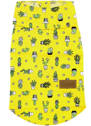 Parisian Pet 'Cactus Camp' Dog & Cat Shirt – Trendy Embroidered Tropical Pet Apparel, Lightweight & Comfortable – Yellow