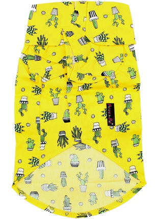 Parisian Pet 'Cactus Camp' Dog & Cat Shirt – Trendy Embroidered Tropical Pet Apparel, Lightweight & Comfortable – Yellow