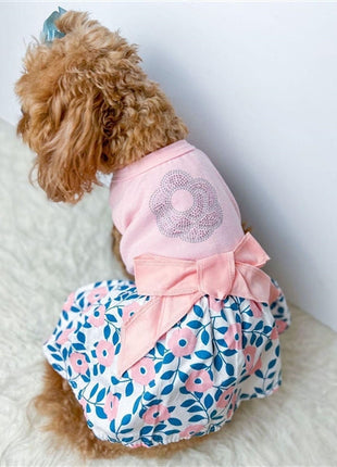 Parisian Pet 'Cherry Blossoms Dress' Dog & Cat Shirt – Designer Pink Floral Dress, Perfect for Summer – Pink-Valentine's Day