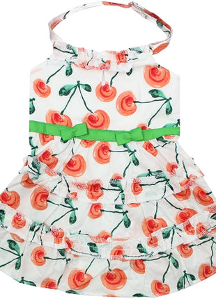 Parisian Pet 'Red Poppies Boho Dress' Dog & Cat T-shirt – Adjustable Floral Pet Dress, Perfect for Summer - Red, White, Green-Valentine's Day