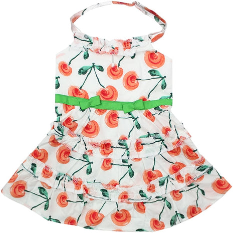 Parisian Pet 'Red Poppies Boho Dress' Dog & Cat T-shirt – Adjustable Floral Pet Dress, Perfect for Summer - Red, White, Green-Valentine's Day