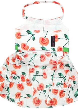 Parisian Pet 'Red Poppies Boho Dress' Dog & Cat T-shirt – Adjustable Floral Pet Dress, Perfect for Summer - Red, White, Green-Valentine's Day