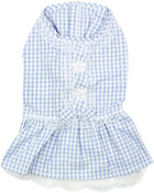 Parisian Pet 'Gingham Countryside Lace Dress' Dog & Cat Shirt – Stylish Blue Plaid Dress – Blue