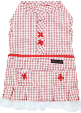 Parisian Pet 'Gingham Countryside Dress' Dog & Cat Shirt – Elegant Country Style Dog Dress –Red- Valentine's Day