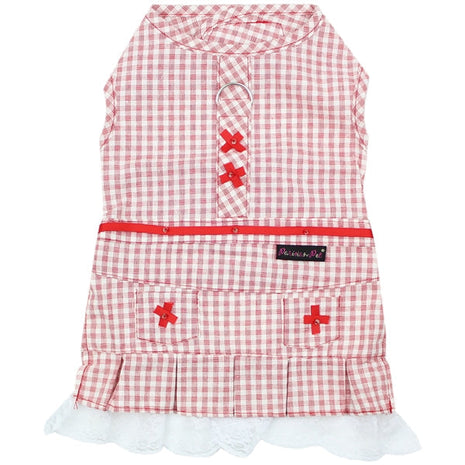 Parisian Pet 'Gingham Countryside Dress' Dog & Cat Shirt – Elegant Country Style Dog Dress –Red- Valentine's Day