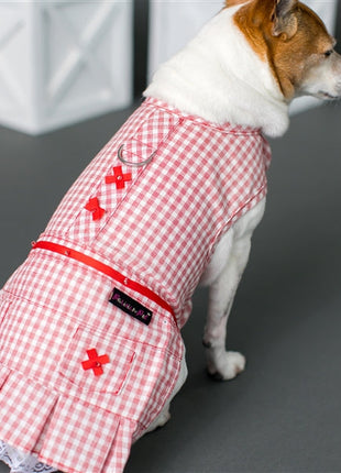Parisian Pet 'Gingham Countryside Dress' Dog & Cat Shirt – Elegant Country Style Dog Dress –Red- Valentine's Day
