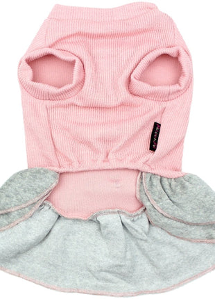 Parisian Pet 'Winter Bows Dress' Dog & Cat Shirt – Elegant Holiday Pet Dress – Pink & Grey-Valentine's Day