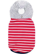 Parisian Pet 'Striped Pom Pom Hoodie', Red – Soft & Fashionable Pet Hoodie with Playful Pom Pom Design