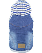 Parisian Pet 'Denim Striped' Hoodie, Blue for Dogs & Cats – Soft, Stylish Pet Apparel