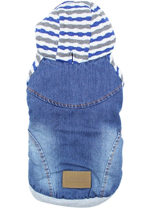 Parisian Pet 'Denim Striped' Hoodie, Blue for Dogs & Cats – Soft, Stylish Pet Apparel