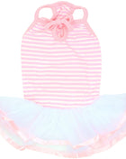 Parisian Pet 'Ballerina Dress' Dog & Cat Shirt – Unique Floral Pet Dress, Perfect for Summer - Pink and White Stripes-Valentine's Day