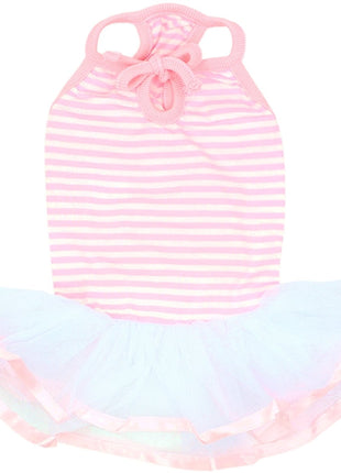 Parisian Pet 'Ballerina Dress' Dog & Cat Shirt – Unique Floral Pet Dress, Perfect for Summer - Pink and White Stripes-Valentine's Day