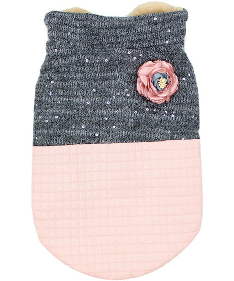 Parisian Pet 'Fancy Flower Quilted Jacket' for Dogs & Cats, Warm Pet Outerwear, Quilted Floral Dog Jacket - Valentine's Day