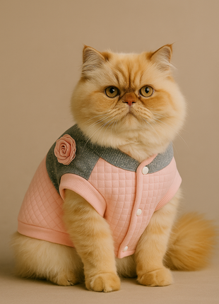 Parisian Pet 'Fancy Flower Quilted Jacket' for Dogs & Cats, Warm Pet Outerwear, Quilted Floral Dog Jacket - Valentine's Day