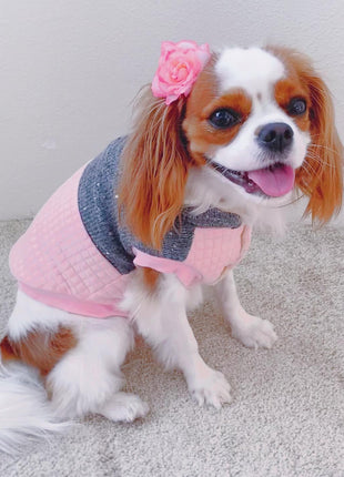 Parisian Pet 'Fancy Flower Quilted Jacket' for Dogs & Cats, Warm Pet Outerwear, Quilted Floral Dog Jacket - Valentine's Day