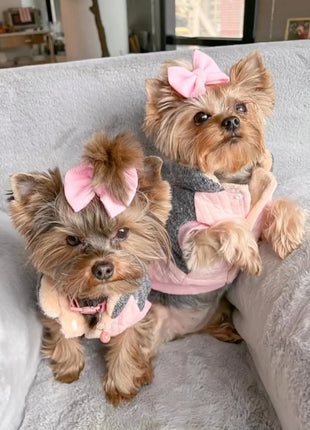 Parisian Pet 'Fancy Flower Quilted Jacket' for Dogs & Cats, Warm Pet Outerwear, Quilted Floral Dog Jacket - Valentine's Day