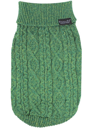 Parisian Pet 'Cable Knit Sweater' - Warm & Stylish Pet Sweater in Green for Dogs & Cats