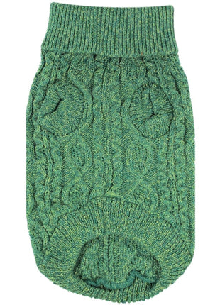 Parisian Pet 'Cable Knit Sweater' - Warm & Stylish Pet Sweater in Green for Dogs & Cats